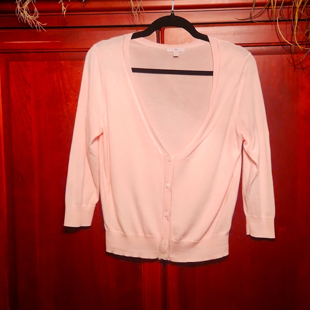 Pretty Light Pink Three Quarter Sleeves Cardigan By Gap